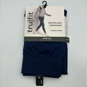 New* Tru|Fit Dark Blue (Navy) Seamless Leggings Fleece Lining Size M